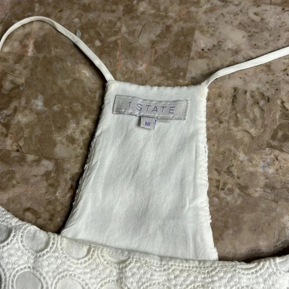 1.State ,dress,women M,white,crochet,big eyelet,halter dress,cotton,Resortwear - Picture 13 of 13